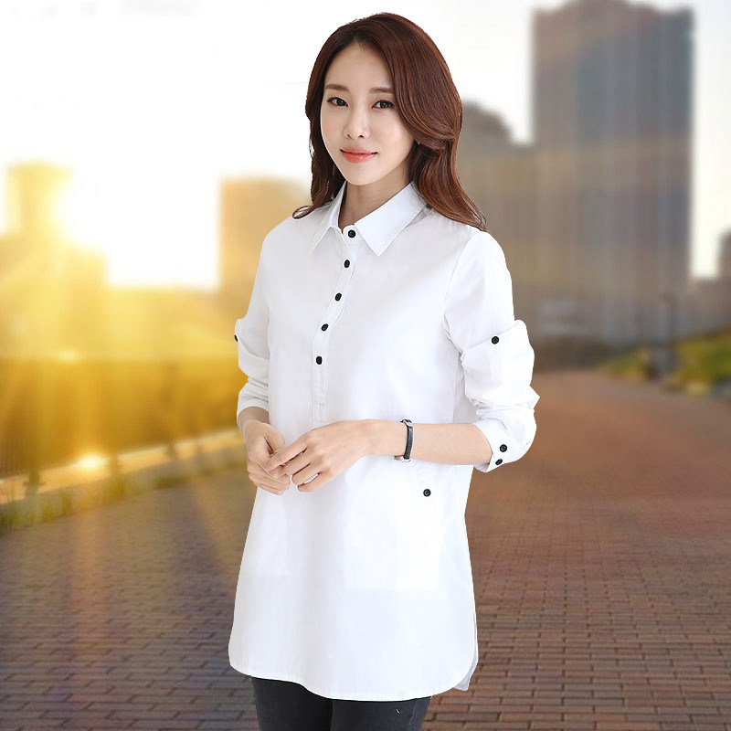 衬衫女新款2021年洋气时尚中长款