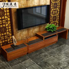 佳美意火烧石电视柜可伸缩影视柜客厅家具实木抽屉茶几电视柜组合