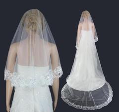 2015新款新娘头纱包邮1.5亮片韩式结婚头纱礼服蕾丝头纱新款包邮