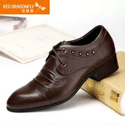 Red Dragonfly leather men's shoe spring 2015 new genuine fashion formalwear business rivet strap men's shoes