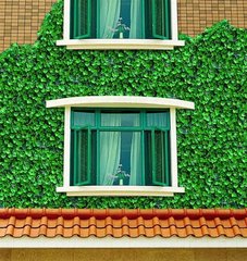 室内外高仿真植物墙人造绿植墙绿色藤蔓爬藤仿篱笆仿真海棠叶