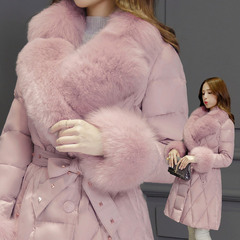 羽绒服女中长款2016冬装新款韩版大毛领长袖修身显瘦时尚加厚外套
