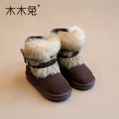 冬季儿童鞋男女童防滑雪地靴子棉靴潮短靴加绒宝宝棉鞋2-3-8-12岁