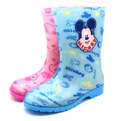 迪士尼米奇米妮高筒雨鞋春秋侧标水鞋防滑防水胶鞋可爱儿童雨鞋