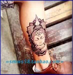 纹身贴批大号佛教佛头 花臂半甲图腾 男女防水纹身贴纸刺青v01