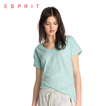 【折】ESPRIT 女士休闲露背设计简约短袖T恤-055EE1K011吊牌价199