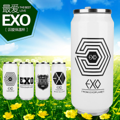 包邮EXO-M-K XOXO可乐罐创意学生不锈钢保温杯子个性水杯