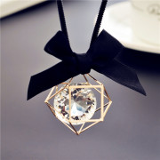 Love bow necklace fashion necklace Joker polygon decorative jewelry pendant long necklace