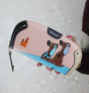 路易威登emilie wallet wallet women handbag 韓版拼接小狗拉鏈長款錢包手拿包女士錢夾 路易威登melie