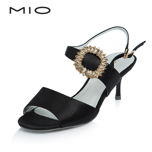 寶格麗蛇戒m號 MIO米奧高端女鞋 2020夏季新品寶石方扣裝飾高跟女涼鞋M203102222 蛇戒