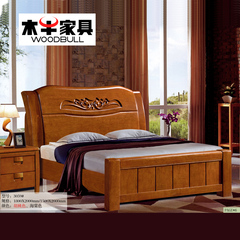木牛家具中式双人床1.8米现代简约婚床时尚雕花成人大床上门安装