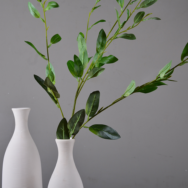 高仿真橄榄叶地瓜叶客厅花瓶插花家居摆设仿真绿植叶子装饰花摆件