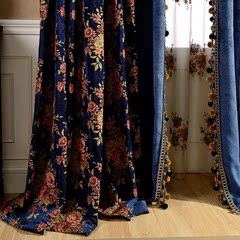 欧式法式美式奢华别墅窗帘订制遮光拼接复古大花高档雪尼尔窗帘