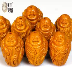 钰媚 天然橄榄核手工精雕树桩笑佛手串手链 文玩饰品送保养套装