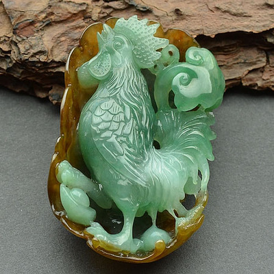 冰糯种天然翡翠a货公鸡吊坠