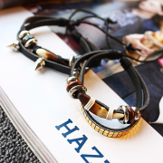 Punk leather bracelet men bone dog tooth Marlin Korean fashion men''s bracelet