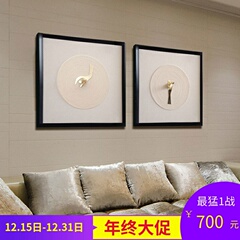 样板房挂画酒店挂画禅意手工画软装饰铜片树枝实物线绳组合装饰画