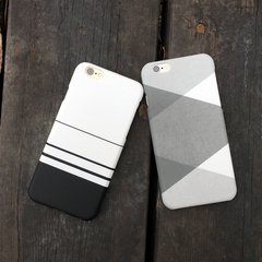 韩版名媛风苹果6plus手机壳黑白条iphone6s磨砂套7硬超薄个性素色