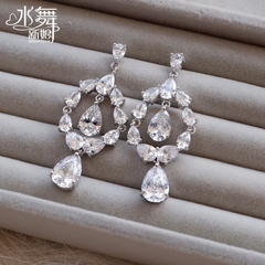 Beauty is just too new bride and heart shape diamond earrings zircon earring accessories wedding accessories soot H0228