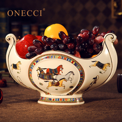 欧式陶瓷水果盘 后现代奢华复古客厅时尚创意干果碗高档果盆包邮