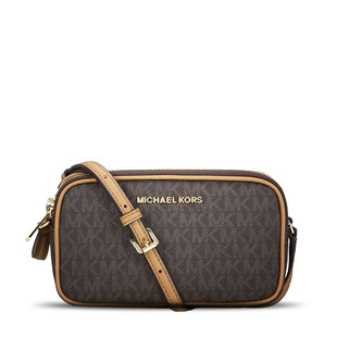 michael kors墨綠色包 Michael Kors 女士Bedford新款印花logo雙拉鏈MK單肩包 michaelkors包包