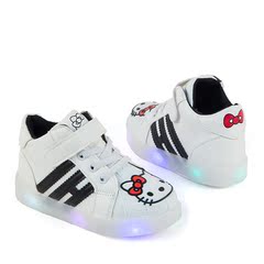 儿童运动鞋冬季夜光鞋LED带灯鞋女童亮灯鞋发光鞋充电童鞋KITTY猫