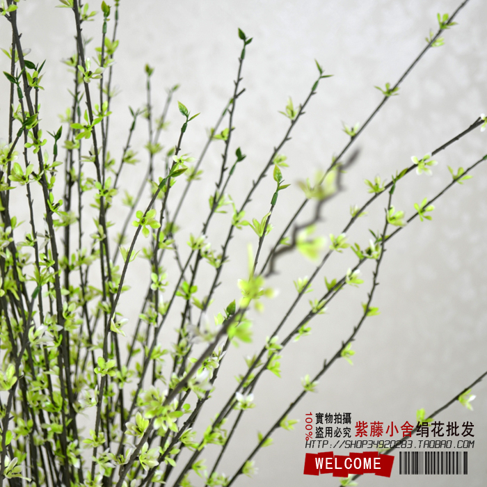 清新柳条 柳芽 早春飘雪兰 塑料花 绿植仿真花 腊梅枝 90cm