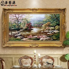 华艺源手绘油画 欧式画厅玄关挂画 无框装饰壁画托马斯花园风景20