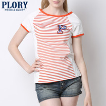PLORY韩国衣恋正品春夏新品女装条纹休闲短袖T恤正品PORA525F02
