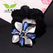 Bagen grass hair accessories Crystal ring flower head rope Korea hair band first flower black hair headdress