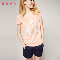新品 ESPRIT女士时尚休闲百搭短袖T恤-065EE1K030吊牌价199
