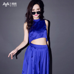 Seven space space OTHERMIX solid small stand collar navel-baring sleeveless short chiffon shirt