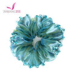 Rope end flower hair band band Korea Crystal Masson publishing art silk yarn knotted hair accessories