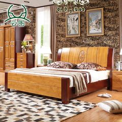 云图家具  现代新中式实木床 卧室成套家具1.8米婚床F1318#