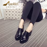 The first layer of leather comfort chunky heels high heel leather ankle shoes