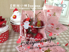 【爱瑶小铺】粉色雪花老人圣诞 自粘袋 10*11cm 西点袋饼干袋20枚