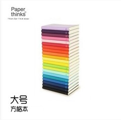 新店特价 英国 Paperthinks 大号 皮质 方格笔记本 彩虹色