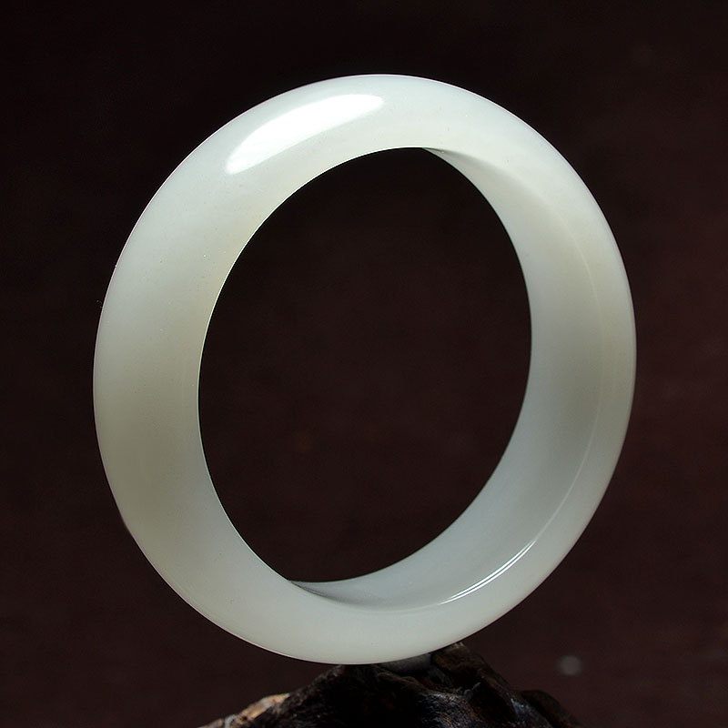 和田羊脂白玉手镯59mm 新疆和田玉雕厂