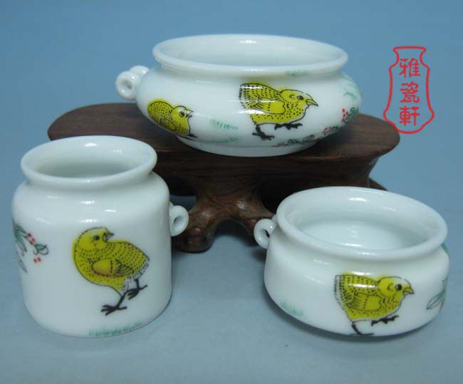 全手工玻璃丝白寿字绣眼鸟食罐/鸟食缸/绣眼罐/绣眼缸/swa049