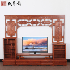 中式红木电视柜背景墙组合实木电视柜影视柜地柜客厅仿古红木家具