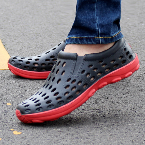 洞洞鞋男防滑软底休闲透气凉鞋防滑沙滩鞋果冻男凉拖鞋夏季包头拖鞋