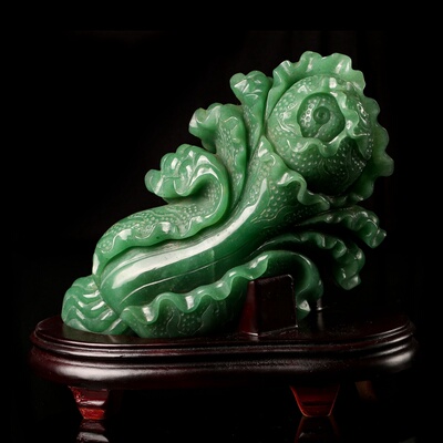 天然东陵玉大白菜摆件 招百财0581
