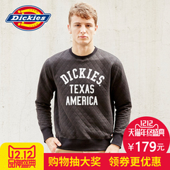Dickies秋季新品男式针织绗缝印花卫衣 圆领套头卫衣 164M30WD03