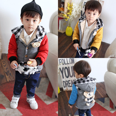 妙妙逗逗0-1-2-3-4岁男童宝宝加厚加绒卡通棉衣外套 韩版冬装童装