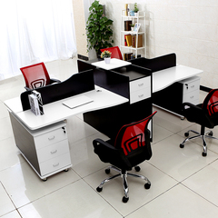 广州简约现代办公家具组合屏风办公桌4人位电脑桌职员桌办公桌椅
