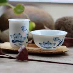 闻香杯品茗杯套装 功夫茶具茶艺表演手绘青花瓷小茶杯陶瓷杯子