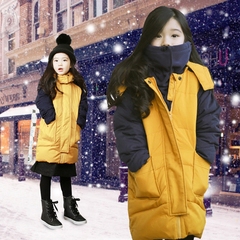 童装女童棉衣外套冬装2016新款韩国在大童棉服中长款儿童加厚棉袄