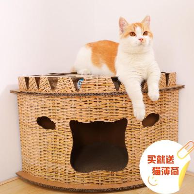 猫抓板瓦楞纸板猫窝耐磨猫爪猫咪磨爪器房子型玩具纸箱屋箱子爬板