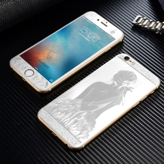iphone6s钢化膜全屏苹果6前后彩膜3D浮雕图案龙纹plus纤维软边4.7