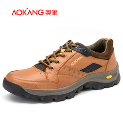 Aucom 2015 men's outdoor shoes autumn winter new model low wear-resistant rubber outsole leather hiking shoes